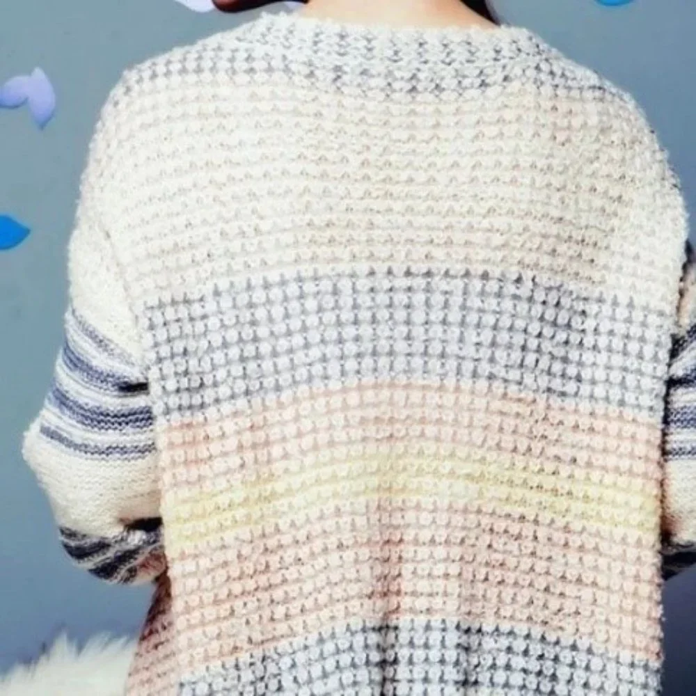 ✨4X HP✨ Oversized Boyfriend Striped Open Cardigan - M/L - Picture 8 of 15